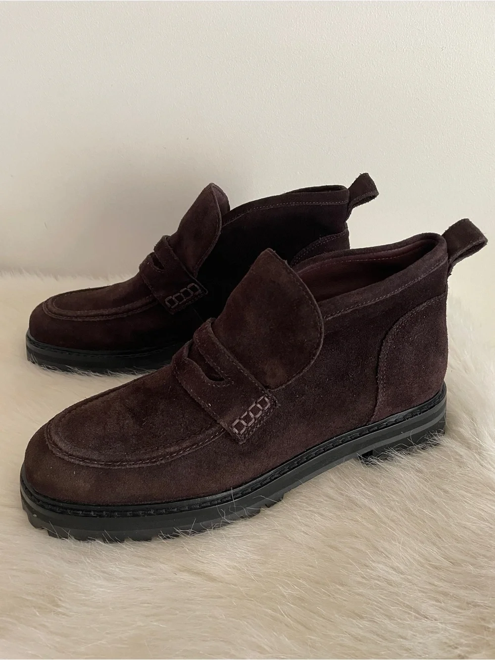 Madewell Dark Brown Ryder Suede Lug-Sole Ankle Loafers nWOT